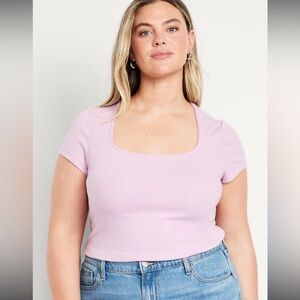 Old Navy Square Neck Women's Pink Ribbed Top